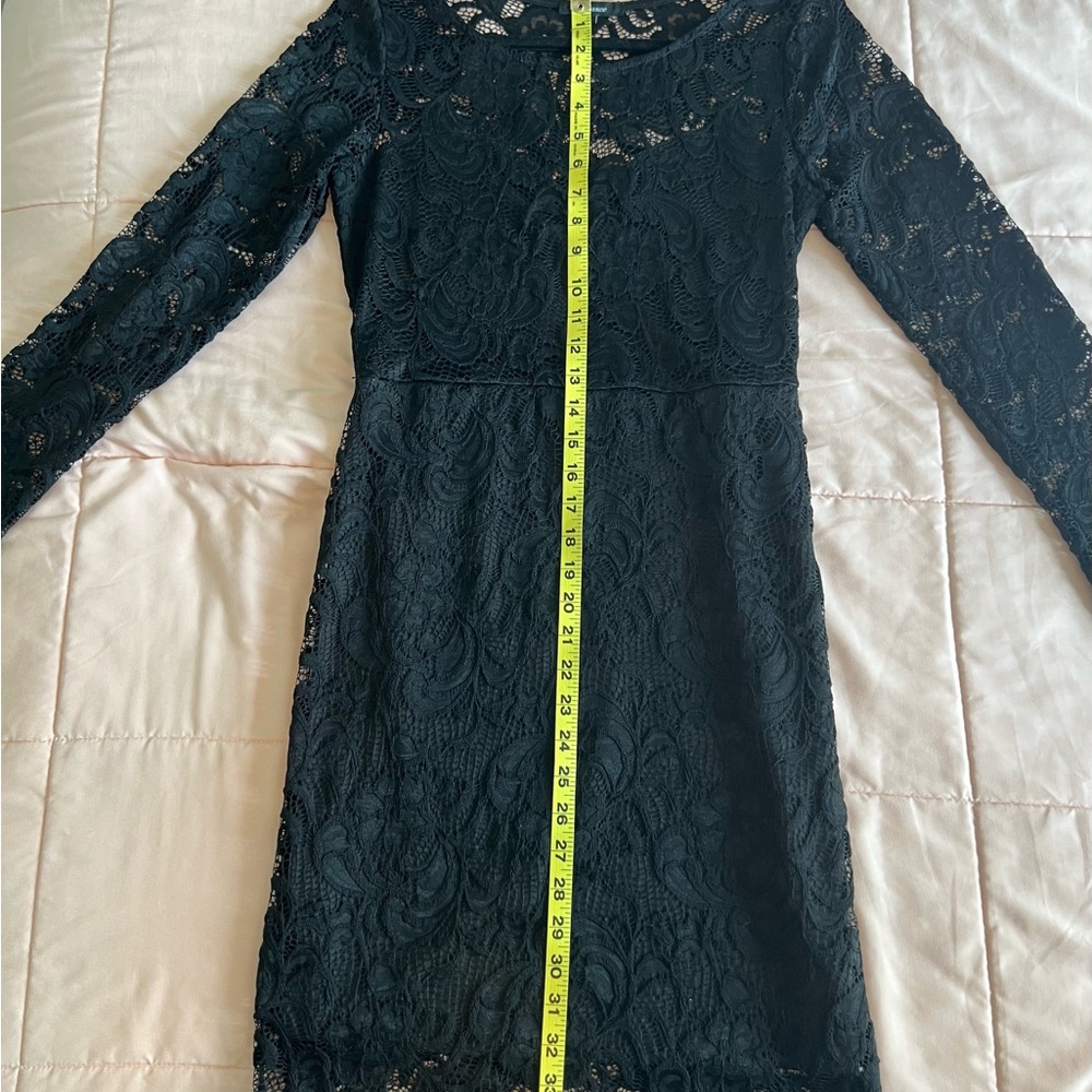 Ambiance Black Long Sleeve Lace Dress – Size L - Picture 9 of 9